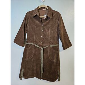 Gracia brown corduroy belted shirt dress. Size M. ZNWT.